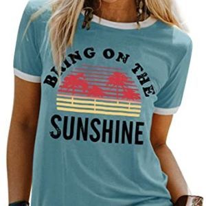 Nlife Bring On The Sunshine Graphic Long Sleeves Tees Blouses for Women Tops